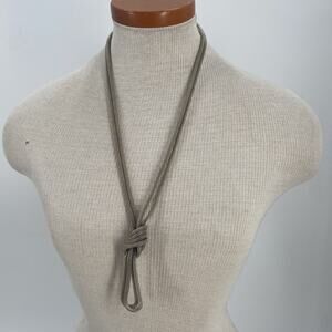 Silver knot chain long necklace